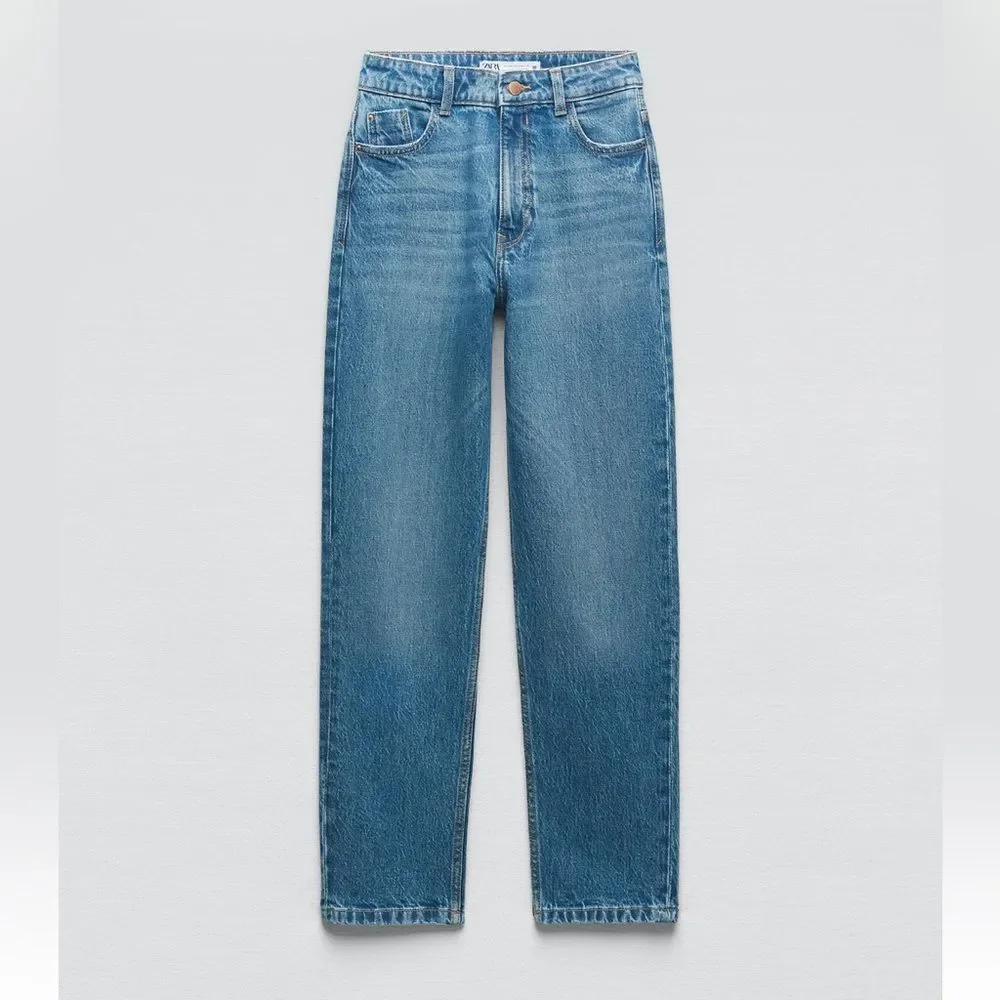 ZARA NEW WOMAN SS23 LIGHT-BLUE Z1975 MOM FIT HIGH-WAIST JEANS 7223/023/163/15 - Picture 3 of 5